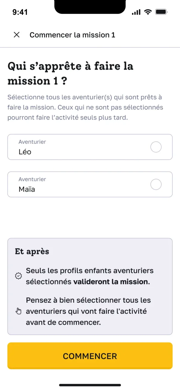 YippyLingo — choisir les enfants qui font la mission